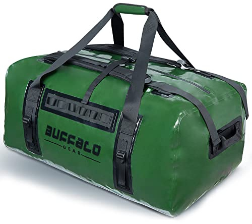 Buffalo Gear Wasserdichte Reisetasche, 120 l, groß, hält Ihre Ausrüstung trocken für Reisen, Jagd, Camping, Bootfahren, Motorradfahren, 150 l, Grün, 150L, Wasserdichte Sporttasche