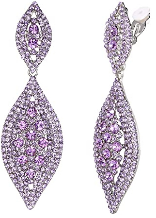 EVER FAITH Damen Ohrclips Hänger Kristall Hochzeit Braut Party Vintage Charm 2 Blatt Ohrringe Clip