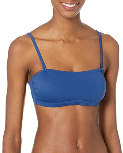 Amazon Essentials Women's Bandeau Swim Top, Deep Blue, 12