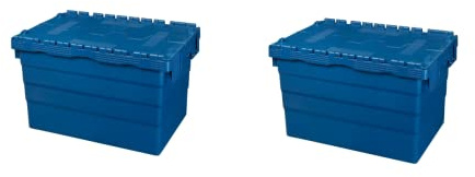 Logiplast 2 Stück Kunststoffkisten mit Deckel 60 x 40 x 36,5 cm Aufbewahrungsbox in Industriequalität