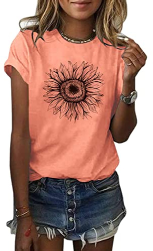 Cicy Bell Maglietta da Donna con Girasole Estiva a Maniche Corte Magliette Larghe T-Shirt da Donna Arancia L
