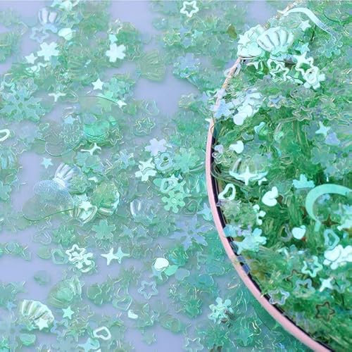 Sequin Hollow Plum Blossom Hollow Peach Heart Shell Mixed Color Mixed Color Sequin Crafts Sequin Sewing Clothing DIY Sequin 10g-Light Green,10g