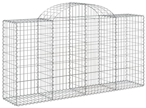 vidaXL Arched Gabion Baskets 4 pcs - Versatile Galvanised Iron Stone Cages - Sound-Insulating Garden Barriers - Easy Assembly and Highly Durable