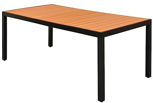 TANZEM Garten-Esstisch, Tisch Garten, Balkontisch, Mehrzwecktisch, Buffettisch, Biertisch, Bierzelttisch, Flohmarkttisch, WPC Aluminium 185 x 90 x 74 cm Braun
