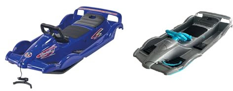 Funwave Set 2 Stück AlpenGaudi Doublerace Silber+Blau Lenkrodel Schlitten Bob Double Race Rodel