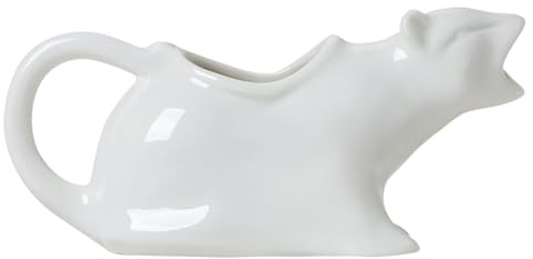 ISTOOLL Cat Gravy Boat, 8.5 Oz Ceramic Sauce Boat for Gravy, Warming Sauces, Salad Dressings, Milk, Novelty Cat Gift for Animal Lovers (White)