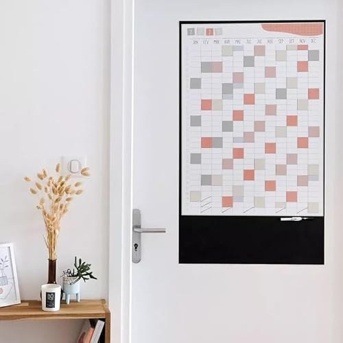 FERFLEX - Terrakotta Jahresplaner - Magnettafel - Magnetaufkleber - Memoboard - stilvoll - 100L x 60B cm - Jährlich