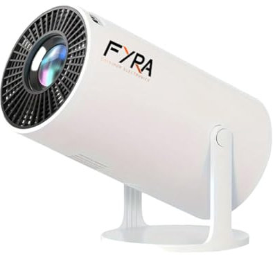 FYRA Mini bärbar projektor med Android 11, WiFi 6, 180° roterbar, 4K 1080P Full HD-stöd, 8000L, Bluetooth 5.0, LCD LED, HDMI, trådlös, hemmabio, utomhusaktiviteter