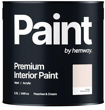 Hemway - Premium Interior Paint - Peaches and Cream 2.5 L | Indoor Matt Finish, Acrylic & Water-Based Emulsion | Quick Dry & High Coverage for the Kitchen, Bathroom & Bedroom