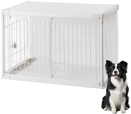 Holz Indoor Hundekäfig Schrank Eckige Hundehütte Hundebox Haustierkäfig für Mittelgroße Hunde Tierkäfig mit abschließbarer Tür füR Kleine Mittelgrosse Hunde Bis Zu 50 Kg. ( Color : Wit , Size : 97.5*6
