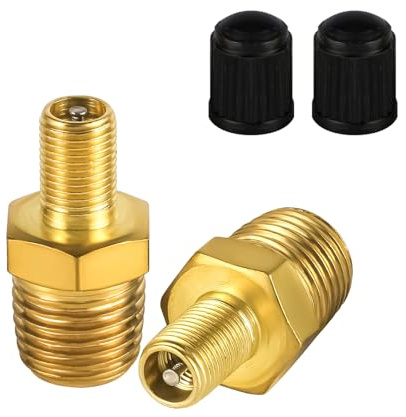 NQEUEPN 2pz Adattatore per Gonfiaggio Aria, da 1/4 NPT (M) a Valvola Standard per Schrader (M) Adattatore per Valvola per Presta Compressore d'Aria Mandrino per Tubo dell'Aria Portatile