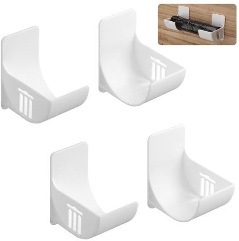 XIHIRCD 2 Paires Support de Sac en Plastique, sans Poinçonnage Support de Sac Poubelle Mural Organisateur de Sac en Plastique Blanc Distributeur de Sac Poubelle pour la Maison Cuisine