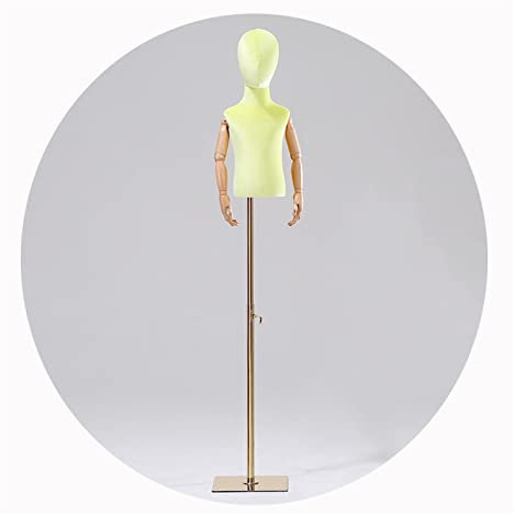 CCYENG Schaufensterpuppen-Torso, höhenverstellbares Ausstellungsregal für Kinderbekleidungsgeschäfte, Schaufensterpuppen-Arm aus Massivholz, goldene quadratische Basis