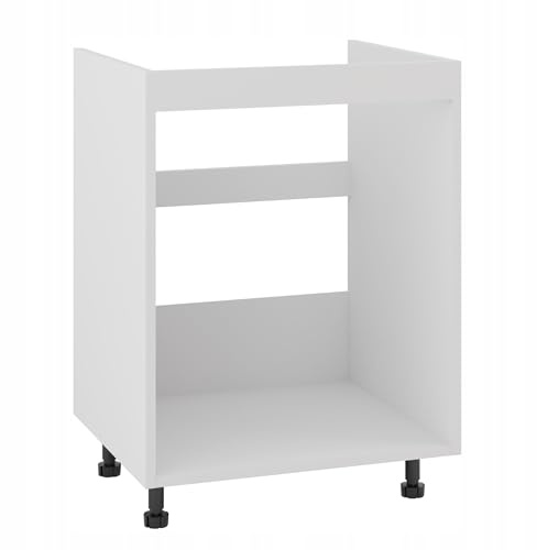 Laclar Unterschrank 60/82 für Spüle - robust mit verstellbaren Füßen - vorgebohrten Löchern für Blum/GTV Schubladen - ideal für Küchenaufbewahrung - einfacher Selbstaufbau (Weiß)