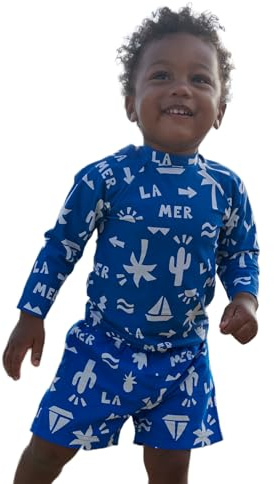 Petit Bateau A0CTU Camiseta de Manga Larga Anti-UV, Porcelana/Marshmallow, 3 ANS Bebé