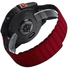 JUNCHENGBAO 22 mm 26 mm magnetisches Armband kompatibel mit Fenix ​​7X 6X 5X Plus 3HR Epix Silikon-Handgelenksband kompatibel mit Fenix ​​6 7 955 EPIX Uhr(Red Black,22mm)