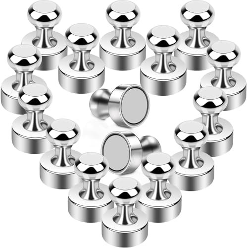 Aenienoe Magnete für Magnettafel kleine Magnet Neodym Magnete Extra Stark 16Stück Magneten Starker Halt Whiteboard Kühlschrank Magnet mit Griff Fotos Schule Silber