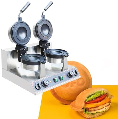 MáQuina Para Hacer Gofres EléCtrica Giratoria De 180°,MáQuina Para Hacer SáNdwiches Con Prensa,MáQuina Para Hacer Hamburguesas Con Brioche Y Helado,Placas Antiadherentes,Mango Antiescaldaduras,Double