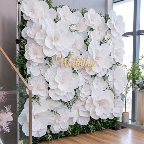 Humyoun 18 Stück riesige Papierblumen, künstliche Papierblumen, Dekorationen für Hochzeit, Halloween, Brautparty, Geburtstag, handgefertigt, Wandhintergrund, Tischdekoration, Partyzubehör (weiß) | Papierblumen-Dekoration, für handgefertigte Wandkulisse, Weihnachten, mexikanische Hochzeit, Abschlussfeier, Brautparty