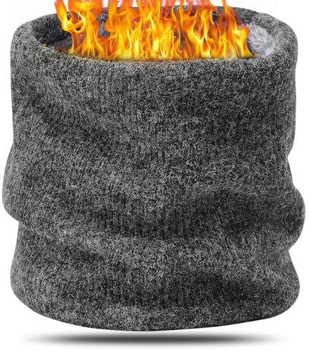 BARFULKER Winter Halsschlauch Herren Damen, Warm Gefüttert Strickschal Schlauchschal Ski Halswärmer Gesichtsschal Fleece Loop Schal Winddichte Gesichtsmaske Unisex, Dunkelgrau