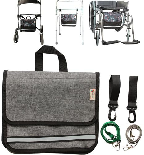 SENOIRI multifunktionale Tasche für Rollstühle UNTER DEM SITZ Rollstuhltasche Passt für Rollstühle, Rollatoren, Gehhilfen und Krankenbetten. (3U. Grau)