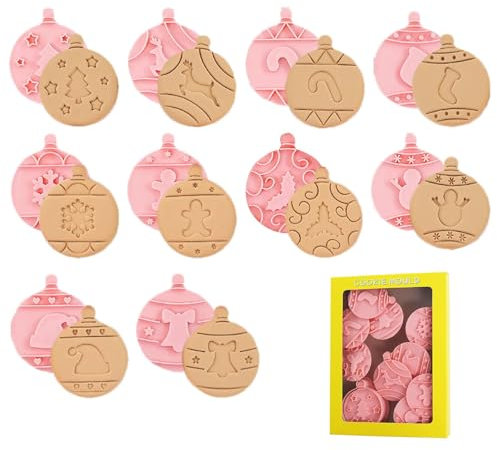 Weihnachts-Ausstechformen-Set – 10 x handgepresste Weihnachtskeks-Ausstecher-Keksstempel | Weihnachtsplätzchenausstecher | Weihnachtsplätzchenstempel für Plätzchenteig, Kekse, Fondant, Kuchendekoratio