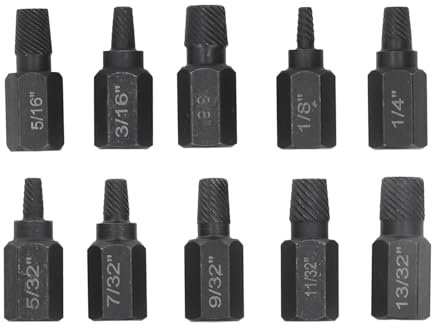 Yomiyuyr Ausdreher-Set für beschädigte Schrauben, 10-teiliges Ausdreher-Set für gebrochene Schrauben 1/4 7/32 3/16 5/32 1/8 13/32 3/8 11/32 5/16 9/32 Zoll Entferner für