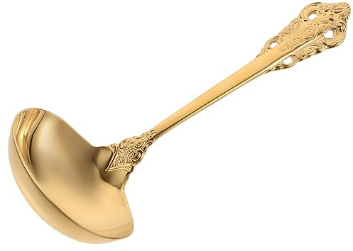 Ciieeo Cuillère à Soupe Acier Inoxydable Dorée Louche Cuisine or Longue Manche Résistante Rouille Design Ergonomique Pour Service Buffet Et Cuisson Quotidienne