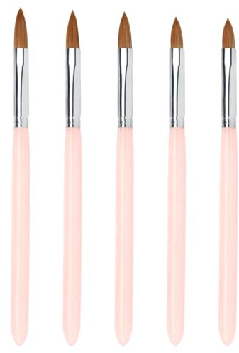 Lokaloka 5 Pinceles para Uñas Acrilicas Profesional Nail Art, 8/10/12/14/16# Pincel Acrilico Decoracion Acrilicas para Esculpir 3D Extensión de Uñas Semipermanente Construcción UV Gel Kit Manicura Set