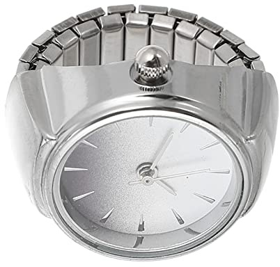 Fingerringuhr aus Zinklegierung, Elastisch, Silber, für Damen und Herren | Uhren Ring, Dekorative Ringuhr, Quarz, Rundes Design, Praktisch für Partys und Formelle Anlässe