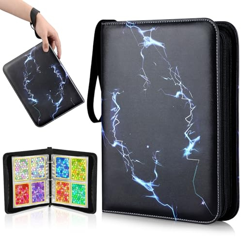 VYYTYYA Álbum Cartas con Cremallera Sellada, 65 Páginas 520 Bolsillos Álbum Toploader, Card Binder de PU Impermeable, Carpeta de Cartas de Doble Cara para Pokémon, MTG, Cartas de Juego(Sencillo)