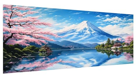 Diamond Painting Flores de cerezo, Diamond Painting Grande 200x100cm Manualidades Adultos, 5D DIY Cristal Punto de Cruz Bordado Kit de Pintura Diamante, Pintar con Diamantes, Regalos Monte Fuji H-969