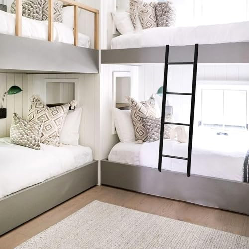 GAOXIONG Scaletta Nera per Letto a Castello, 4/5 gradini, con Ganci, Regolabile, per soppalco dormitorio, Camper (Dimensioni: 140 cm (55))