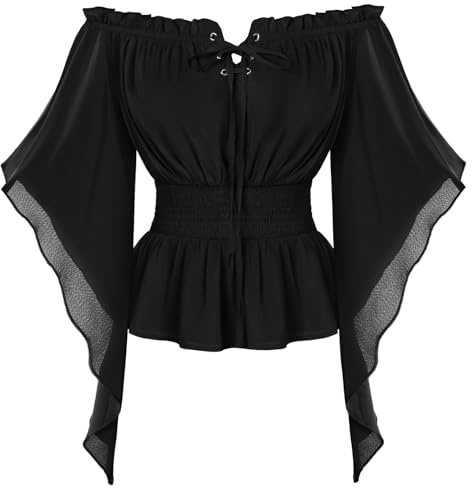 Scarlet darkness kvinnor renässans bonde blus vintage off-shoulder medium blus