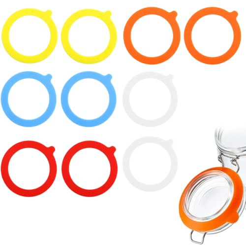JYNXOR 10 Stück Silikon Ersatz Dichtungen, Gummiringe Für Weckgläser, Gläser Gummiringe Silikon Glasdichtungen Weiß Weich Ersatz, Für Normale Weithalsgläser Klammer Deckel Einmachglasdeckel