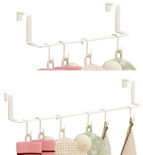 Lot de 2 porte-serviettes en métal pour radiateur avec crochets pour sécher et suspendre les vêtements, pas de perçage nécessaire (grand + petit) (blanc)