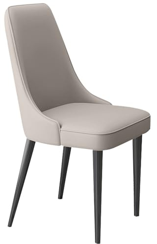 Matstol, stoppad modern sidostol i PU-läder med högt ryggstöd och svarta metallben, stöder 150 kg, perfekt för matsal och vardagsrum