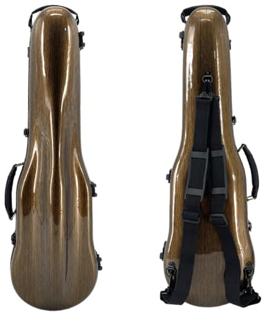 Conboxus Carbon Fiber Violin Case 4/4 with Backpack Straps Ultra Lightweight Hard shell Travel Case with Bow Holders&Hygrometer,Maximum Protection,Waterproof Durable (brown)