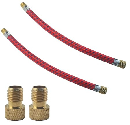 bociloy 2Pcs Air Pump Extension Hose with Brass Valve Adapter for Bike Inflator, High Pressure Schrader Valve Adapter Tube for Mountain Road Bicycle MTB, Flexible Pump Connector