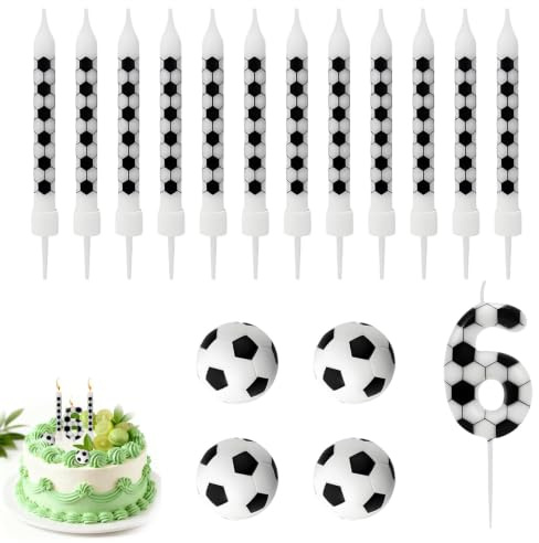 17 PCS Football Candles, Football Cake Decorations, Football Cake Topper | Black Cake Candles, Football Party Decorations, Black Birthday Candles Birthday Candles For Cakes, For Celebrating The Game