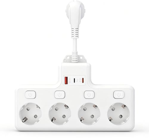 Steckdosenleiste Ohne Kabel, 4 Fach Kabellose Steckdosenleiste, Mehrfachstecker Ohne Kabel, Mehrfachstecker Mit USB & Type-C, für Küche Wohnzimmer Schlafzimmer Büro