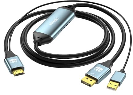 fairikabe Adaptador de HDMI a DisplayPort 8K@60Hz, 4K@144Hz / 2K@240Hz — Convertidor de HDMI 2.1 a DP 1.4 para monitores gaming, PS5, Xbox Series X y PC gaming