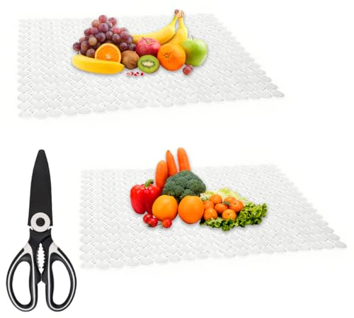 2 Pièces Tapis Evier Cuisine en PVC Set, 40x30 cm Protege Evier Cuisine Découpable avec Ciseaux, Tapis D'évier avec Design à Drainage Rapide pour Éviers en Céramique/Acier Inoxydable (Transparent)