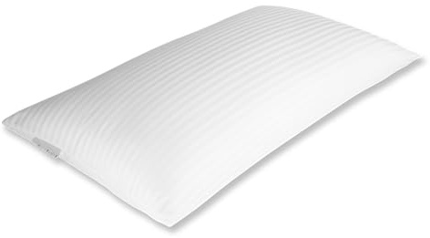 Moshy Oreiller en duvet, fibre Ergotex, hauteur moyenne, housse en satin 100 % coton, design classique (50 x 70 cm)