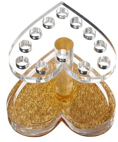 TOVINANNA Support pour Stylo Nail Art de Cœur en Pet Doré, Accessoire Ongle Portable et Pratique pour Organiser Outils de Manucure