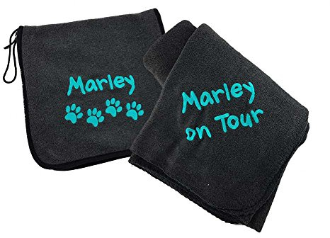 TTS Hunde Kuscheldecke mit Namen Bestickt (rot)