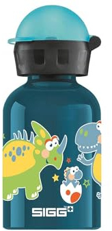 SIGG - Alu Trinkflasche Kinder - KBT Small Dino - Auslaufsicher & Bruchsicher - Federleicht - BPA-frei - Klimaneutral Zertifiziert - Sport & Schule - Blau mit Dinosauriern - 0,3L