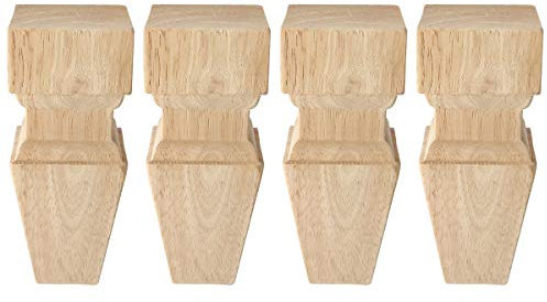 La Vane Massivholz Möbelfüße 15cm (4 Stück) – Unlackiert & Unfinished, DIY Tischbeine für Sofa, Bett, Schrank | Geschnitzte Holzbeine Ersatz