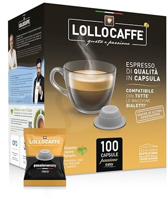 Caffè Lollo Miscela Nera- 100 Capsule - Compatibili con Macchine a marchio Bialetti*