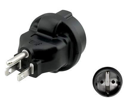 DINIC Reisestecker, Stromadapter für Amerika USA u. Japan auf Schutzkontakt-Buchse, 3-Pin Netzadapter (3 Stück, schwarz)